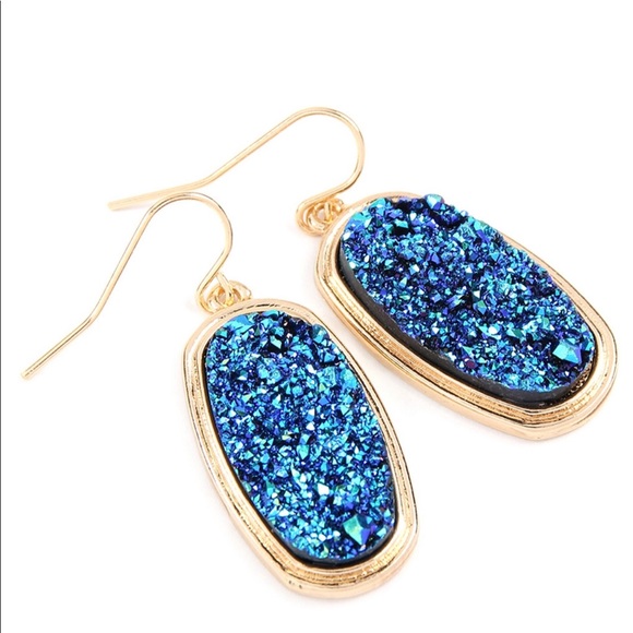 CHICBOMB Jewelry - High shine metallic raw stone earring - Blue